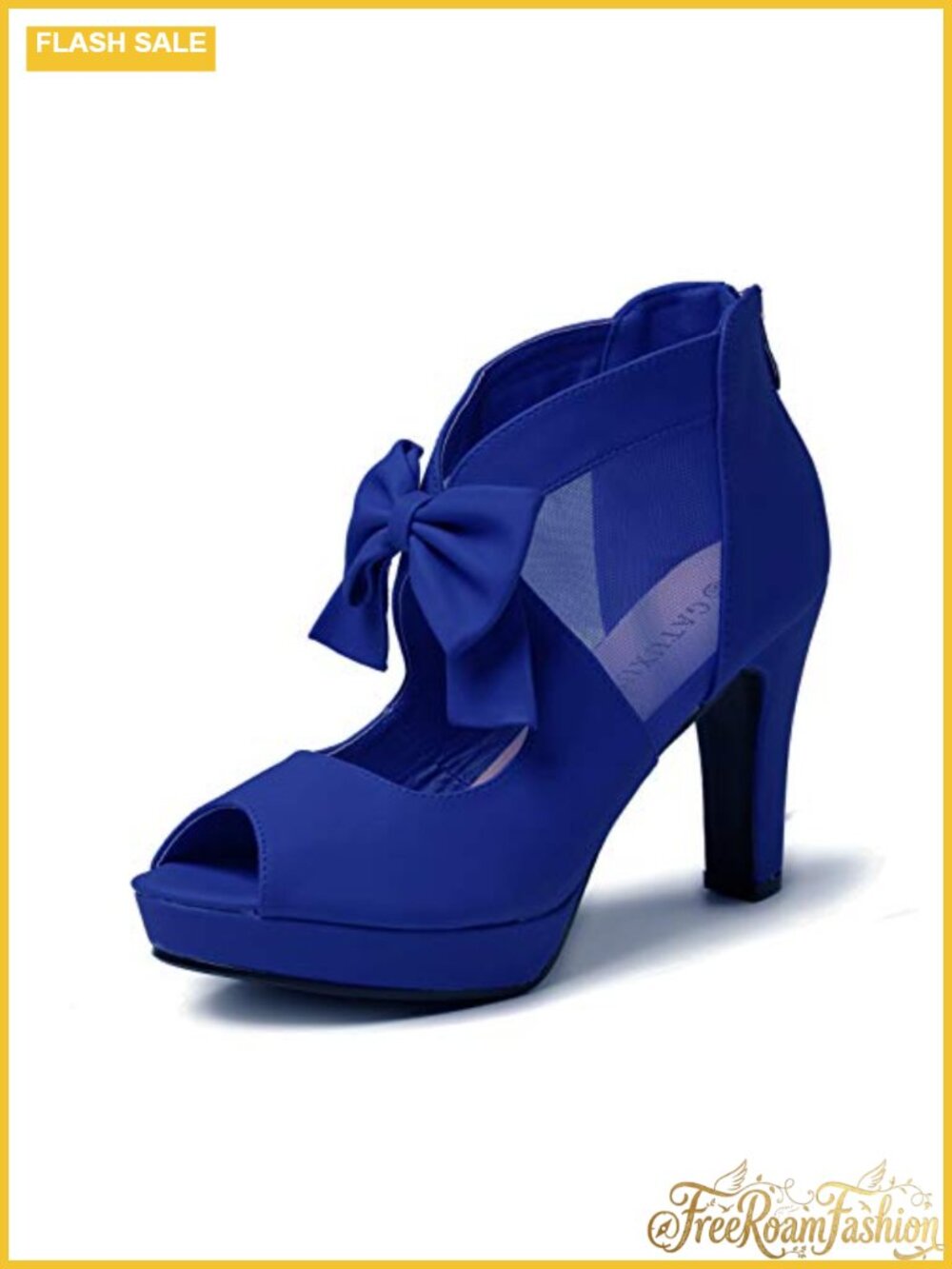 Women Open Toe Platform Block Heel Strappy Bow Sandals 3.9in for Party Prom